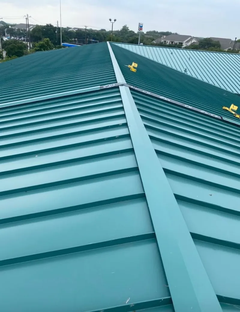 Green commercial metal roof ridge and valley for Metal Roof Repair in Maidencreek